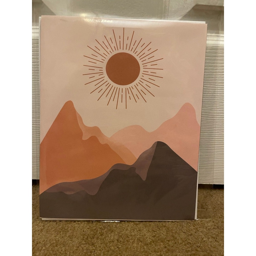 Boho Desert Sun Mountain Landscape Art Print Minimalist Terracotta Earth Tones